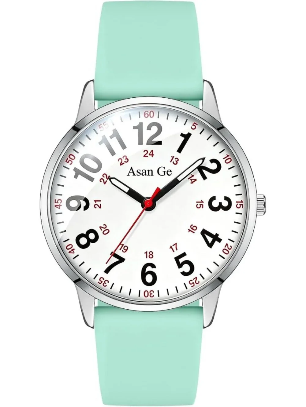Women's Light Green Silicone Strap Minimalist Waterproof Analog Fashion Watch